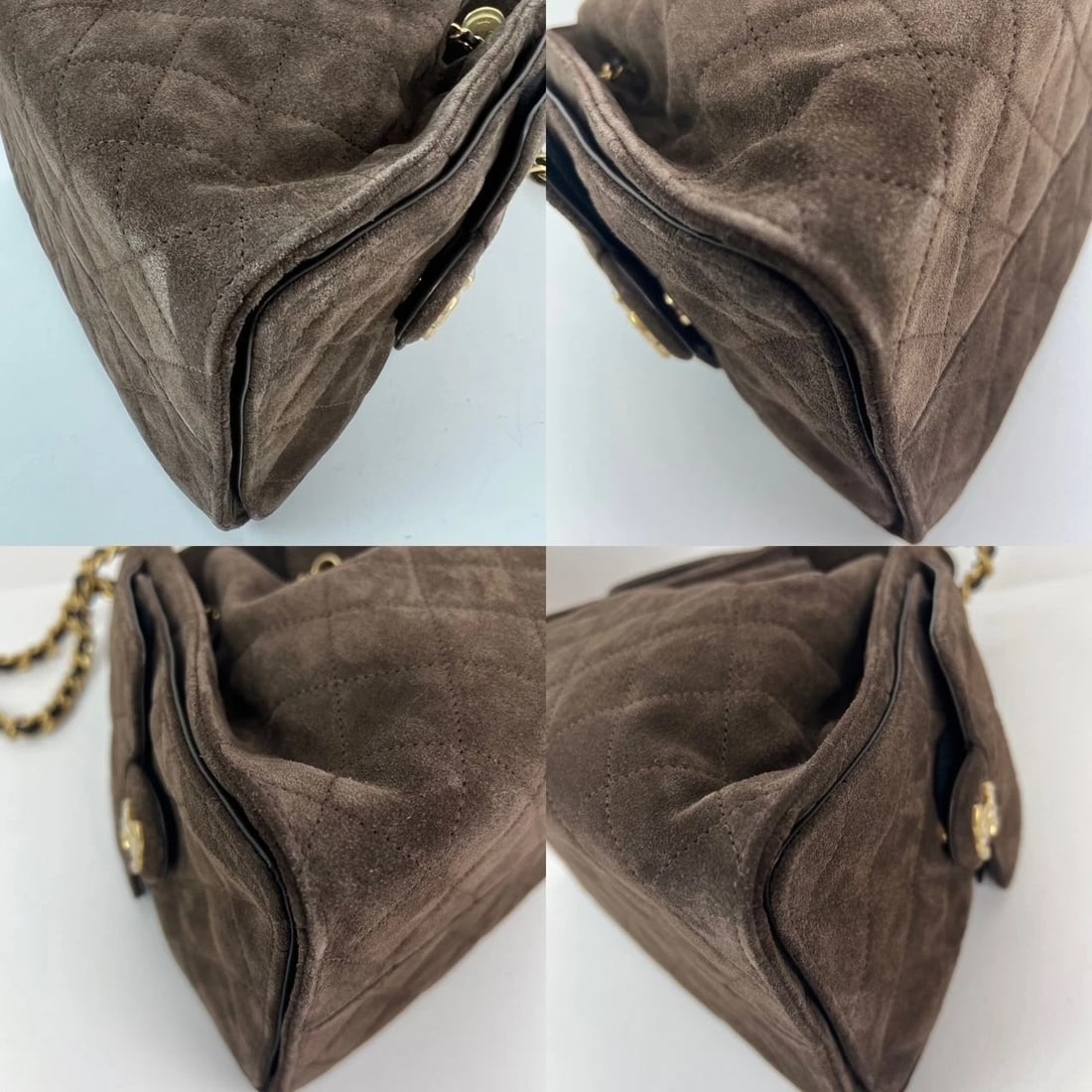 Chanel 25 Suede Calfskin Antique Gold Metal Small Brown Shoulder Bag - 17