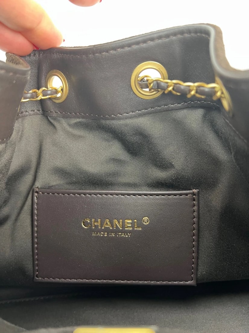 Chanel 25 Suede Calfskin Antique Gold Metal Small Brown Shoulder Bag - 7