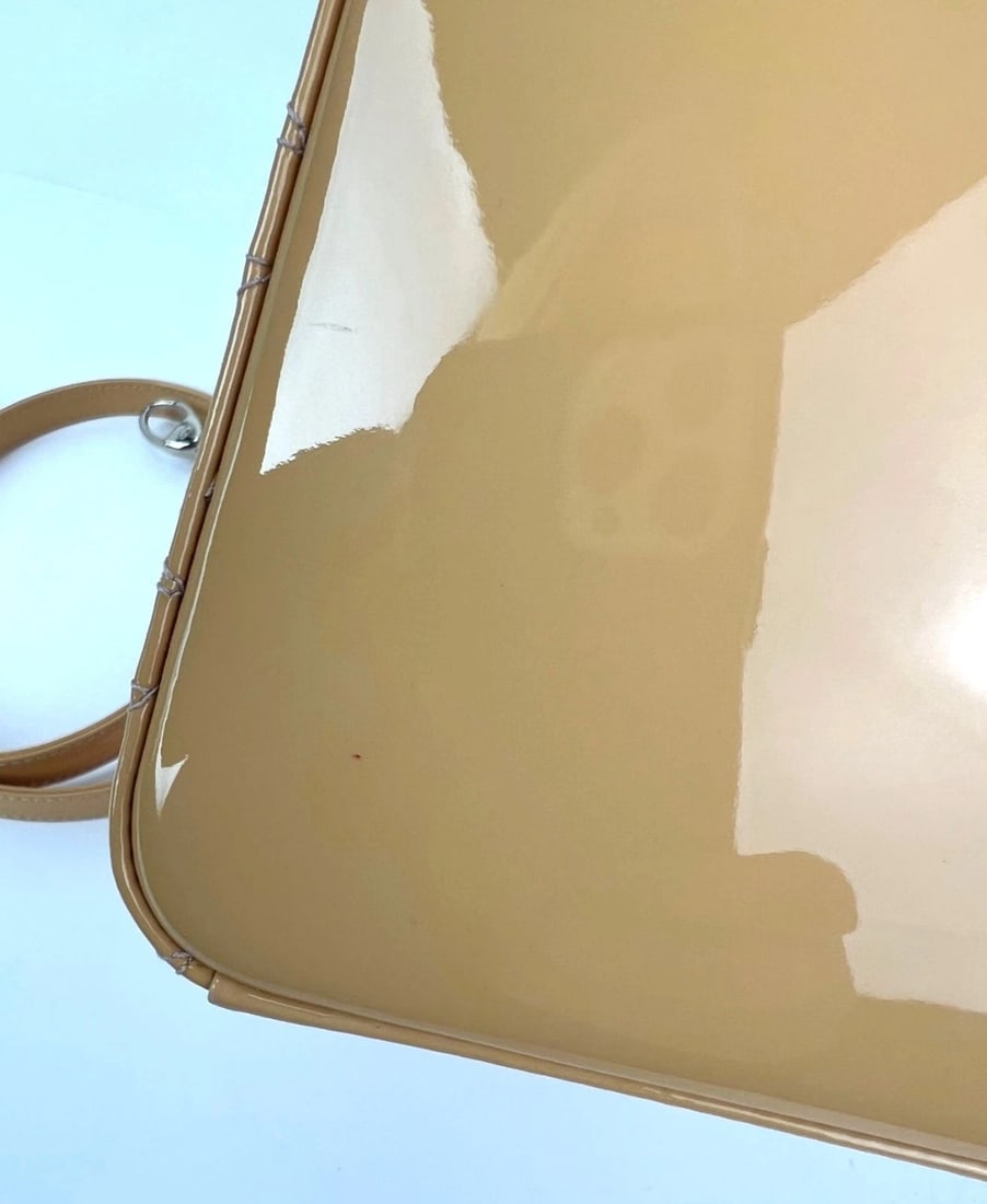 Christian Dior Yellow Patent Leather Cannage Medium Lady Dior Bag - 5