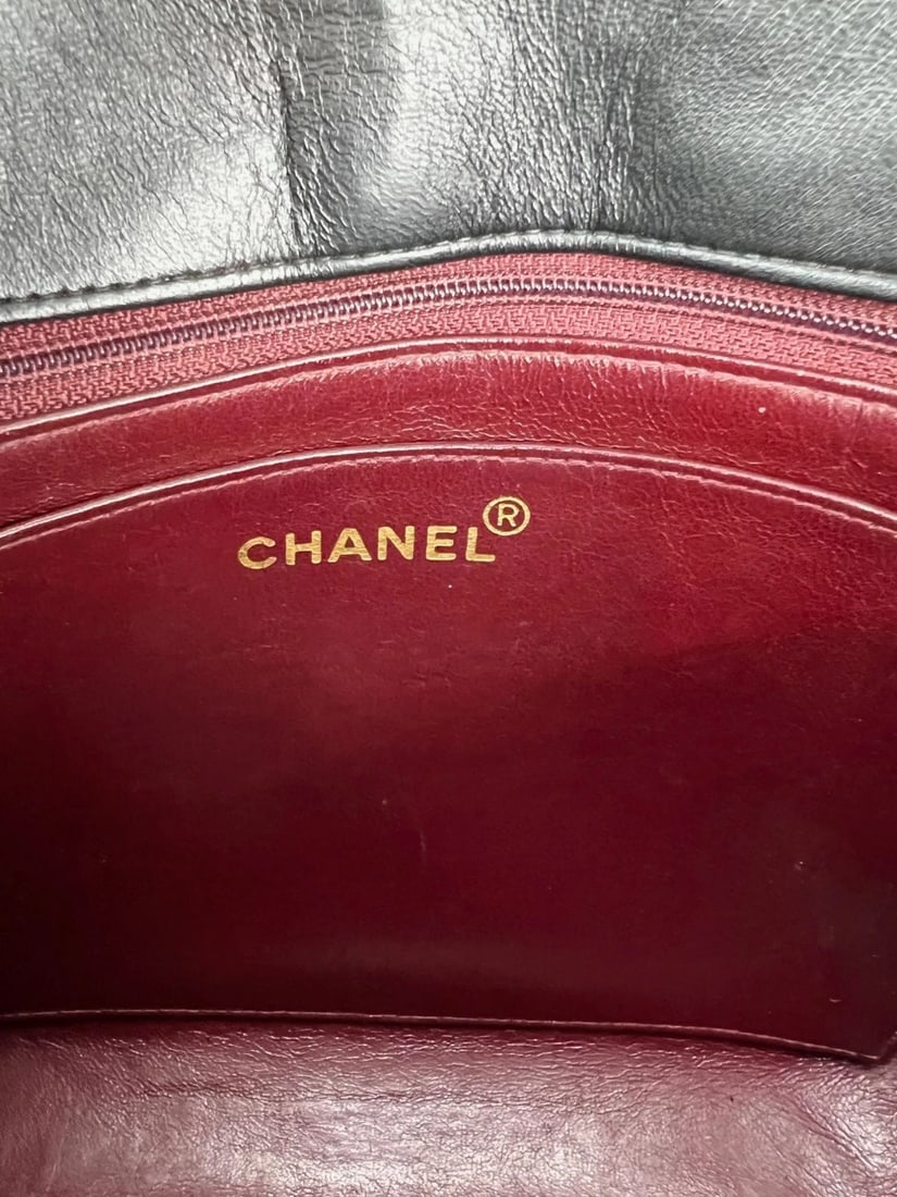 Chanel Vintage Lambskin Quilted CC Flap Black Shoulder Bag - 11