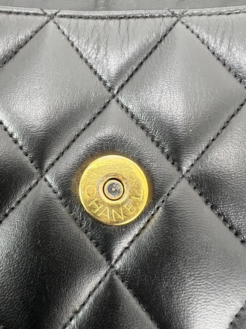 Chanel Vintage Lambskin Quilted CC Flap Black Shoulder Bag - 13