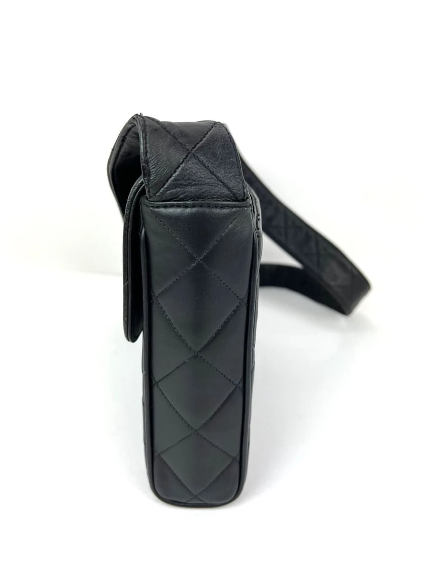 Chanel Vintage Lambskin Quilted CC Flap Black Shoulder Bag - 15