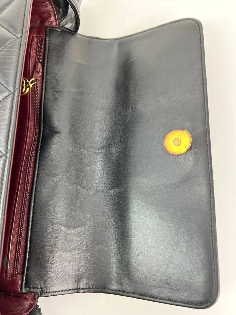 Chanel Vintage Lambskin Quilted CC Flap Black Shoulder Bag - 9