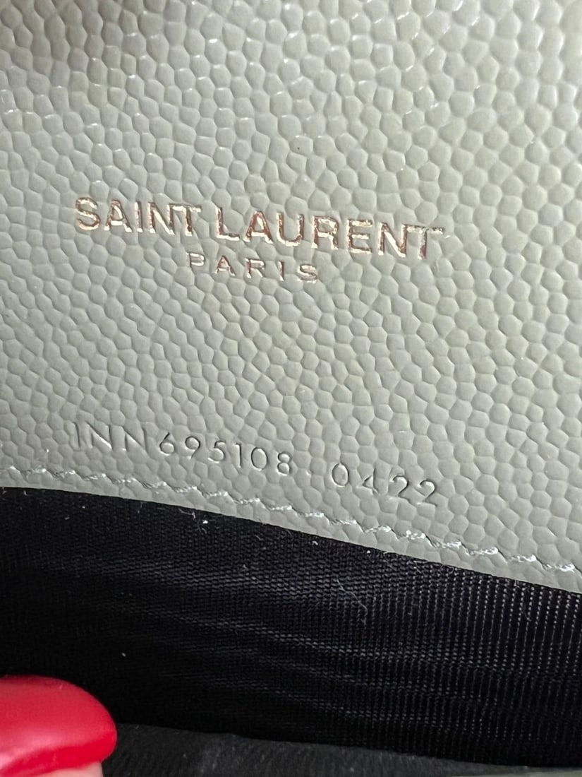 Saint Laurent Green Leather Envelope Chain Bag - 7