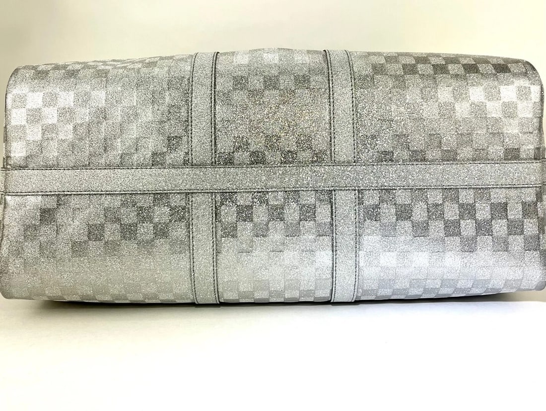 Louis Vuitton Duffle Keepall Bandouliere 50B Silver Glitter Damier Luggage - 6