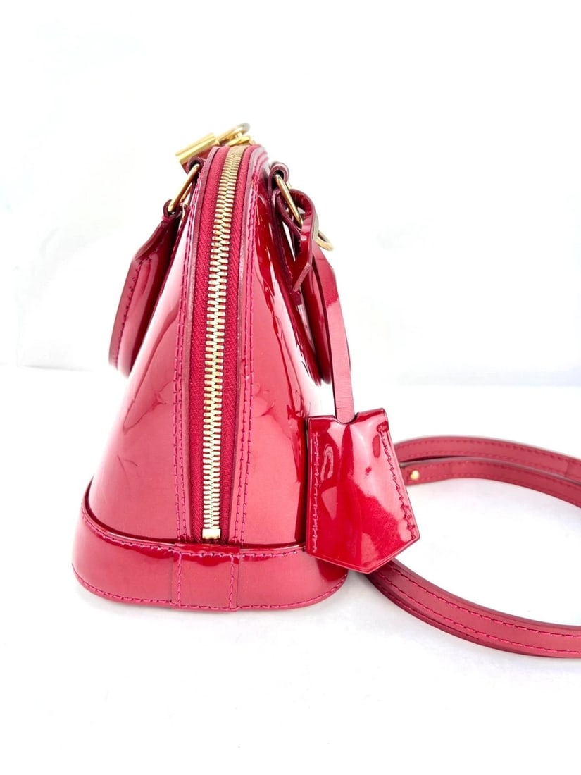 Louis Vuitton Alma BB Monogram Red Vernis Patent Leather Crossbody Bag - 12