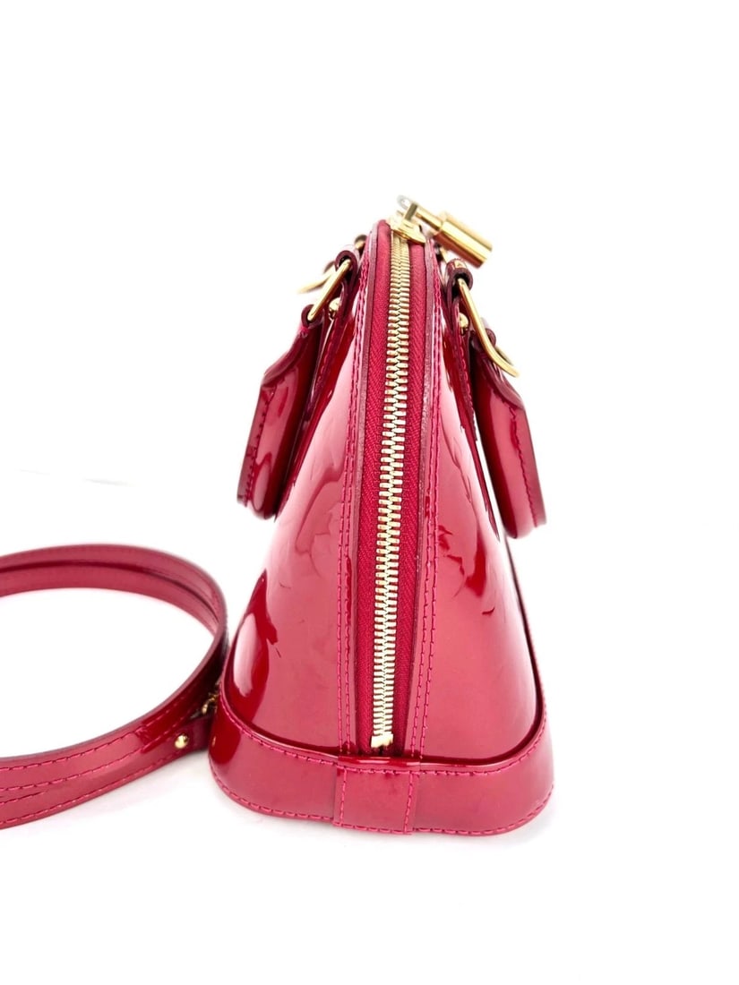 Louis Vuitton Alma BB Monogram Red Vernis Patent Leather Crossbody Bag - 13
