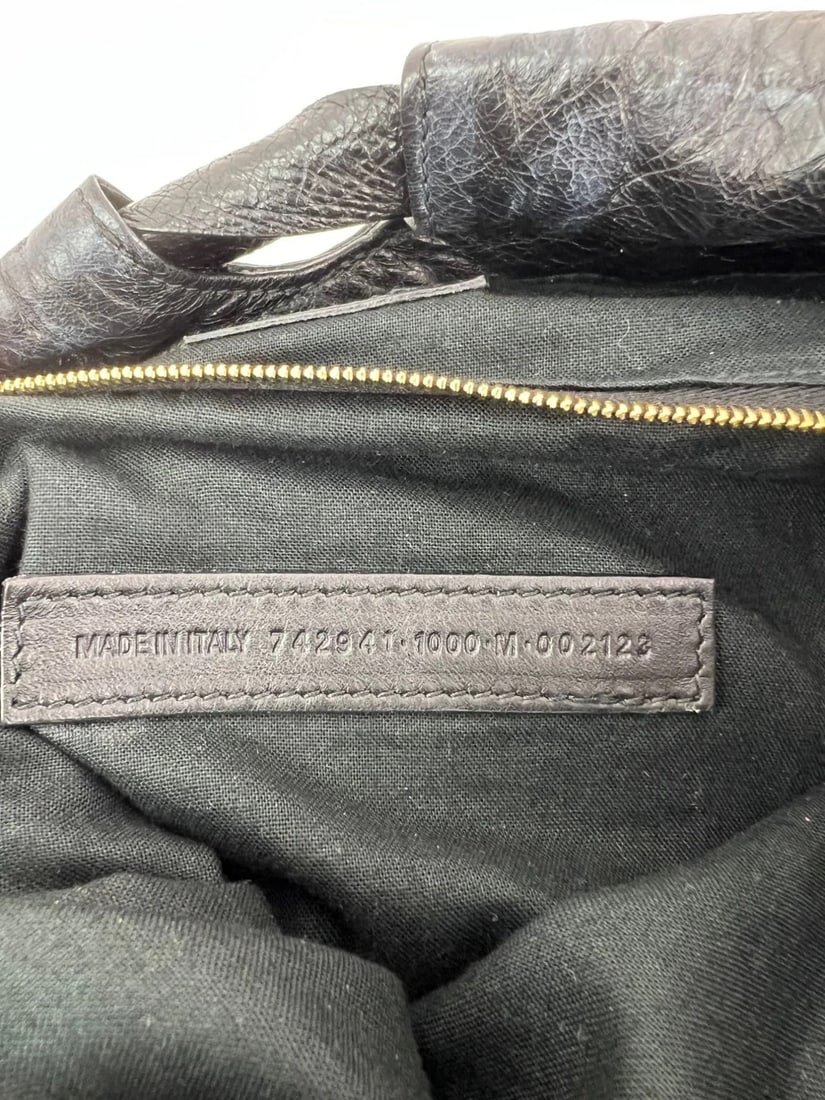 Balenciaga Leather Crush Medium Black Paris Charms Tote Bag - 5