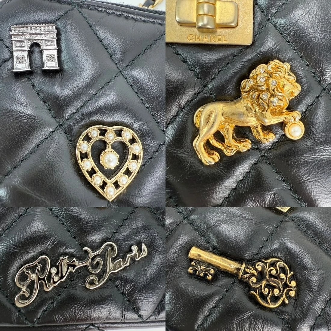 Chanel Lucky Charms 2.55 Black Double Zip WOC Wallet Clutch Bag - 14