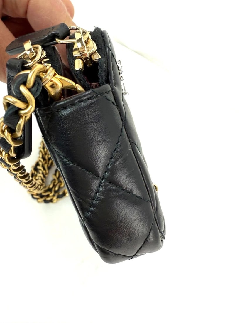 Chanel Lucky Charms 2.55 Black Double Zip WOC Wallet Clutch Bag - 18