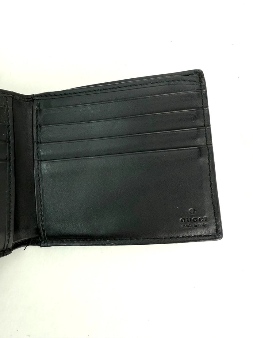 GUCCI GG Supreme Men's Web Black Bi-Fold Wallet - 6