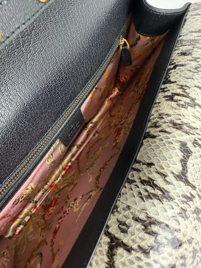 Gucci Calfskin Snakeskin Studded Medium Ottilia Top Handle ShoulderBag - 11