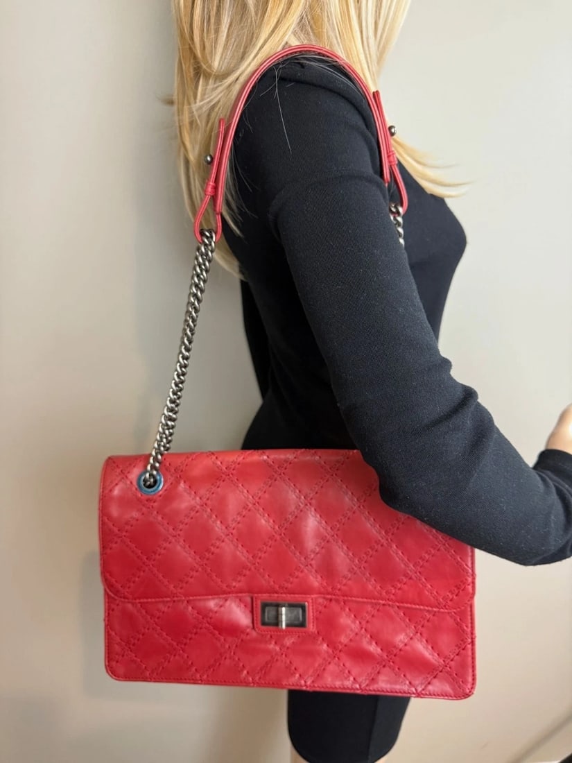 Chanel Calfskin CC Crave Reissue Crown Jumbo Flap Light Red Bag - 12