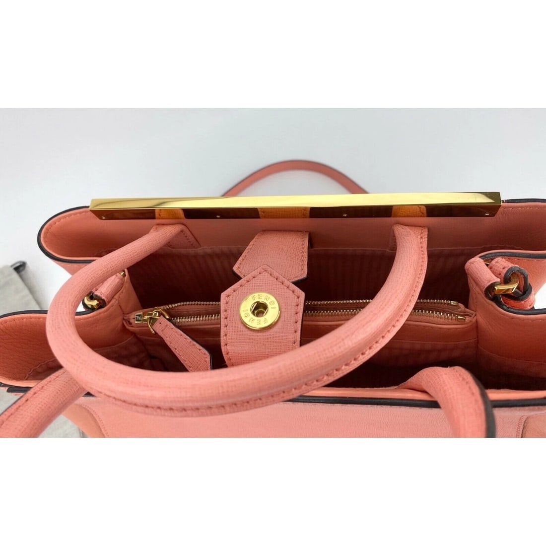 FENDI Vitello Elite Flamingo Petite 2Jours soft pink Ecstasy Hand Bag - 8