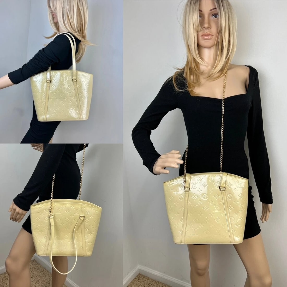 LOUIS VUITTON Monogram White Vernis Avalon MM Tote Hand Shoulder Bag - 5