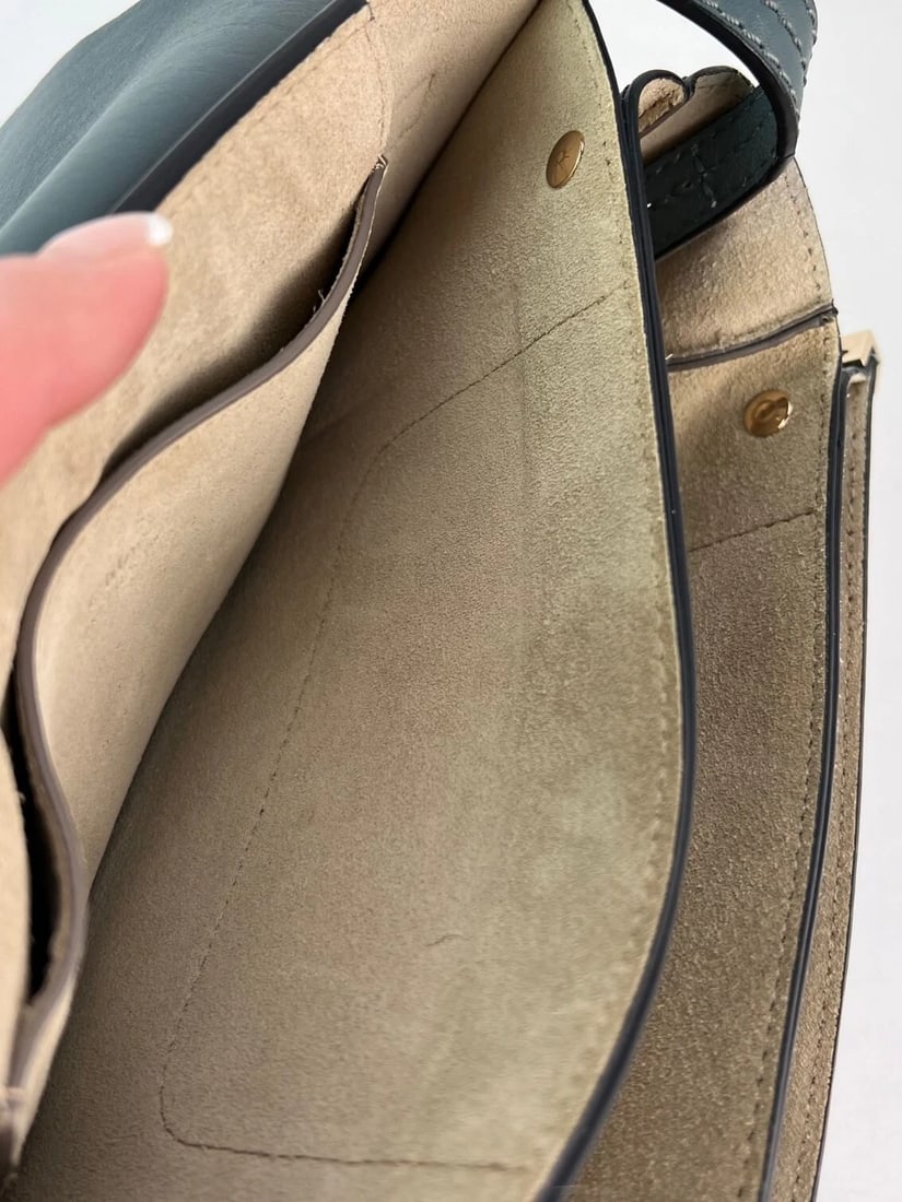 Chloe Faye Chain Suede Leather Gray Blue Crossbody Bag - 9