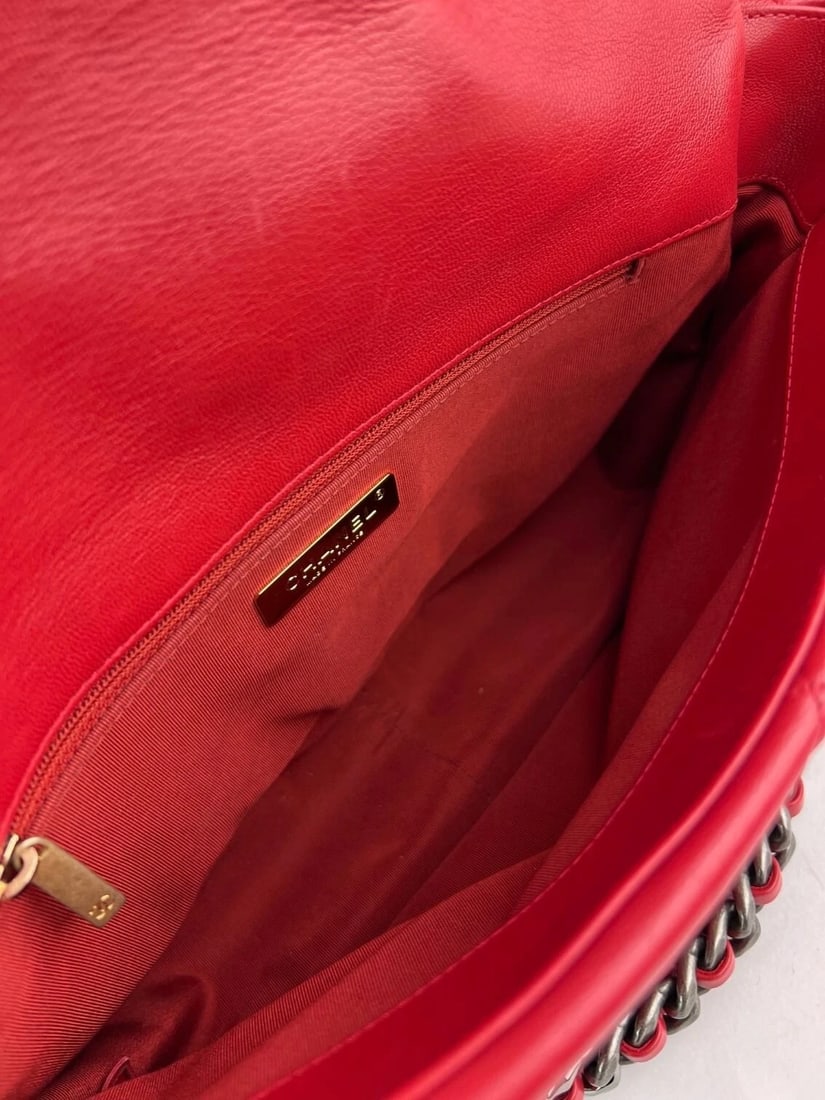 Chanel 19 Large Quilted Goatskin Silver and Gold Red Flap Bag - 4