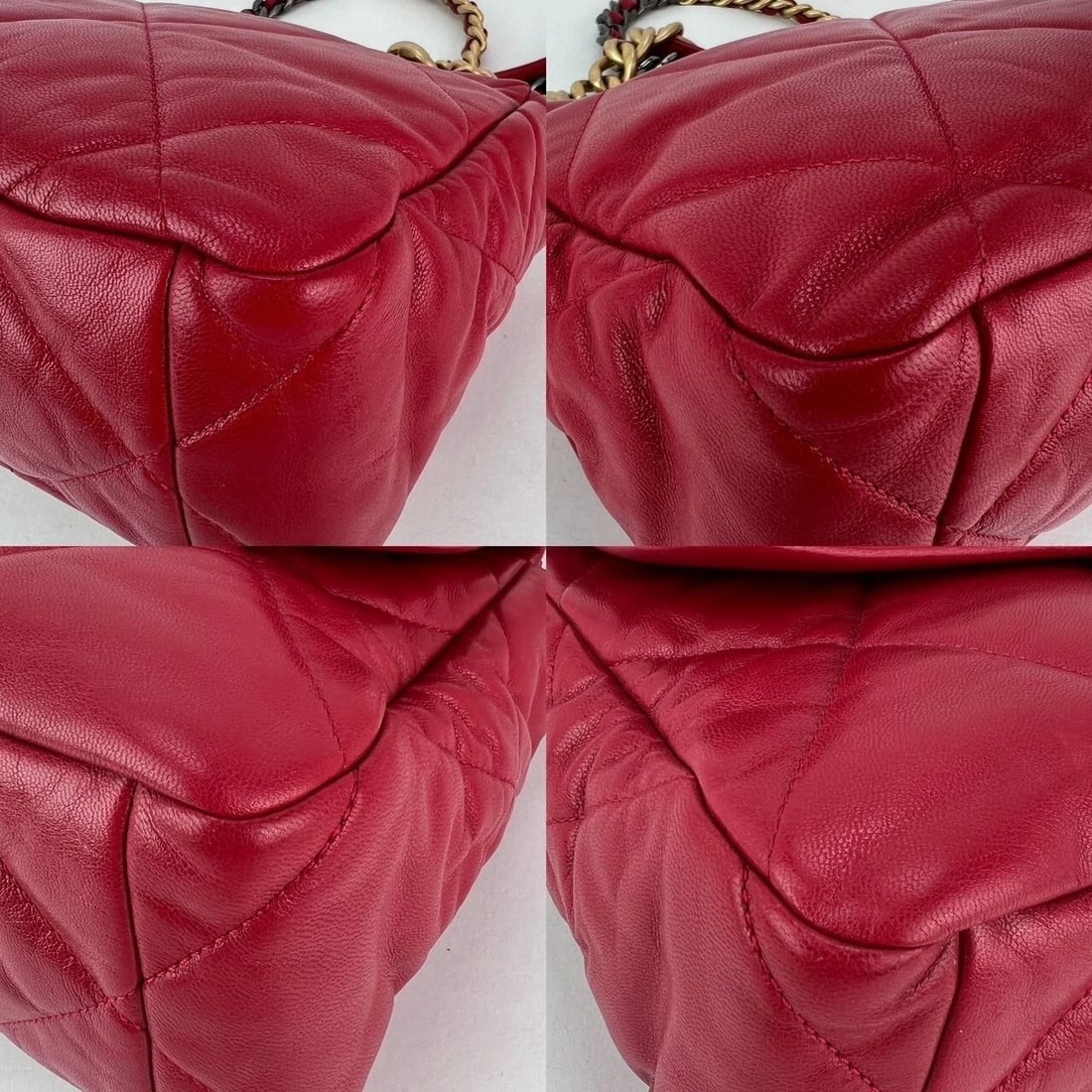 Chanel 19 Large Quilted Goatskin Silver and Gold Red Flap Bag - 7