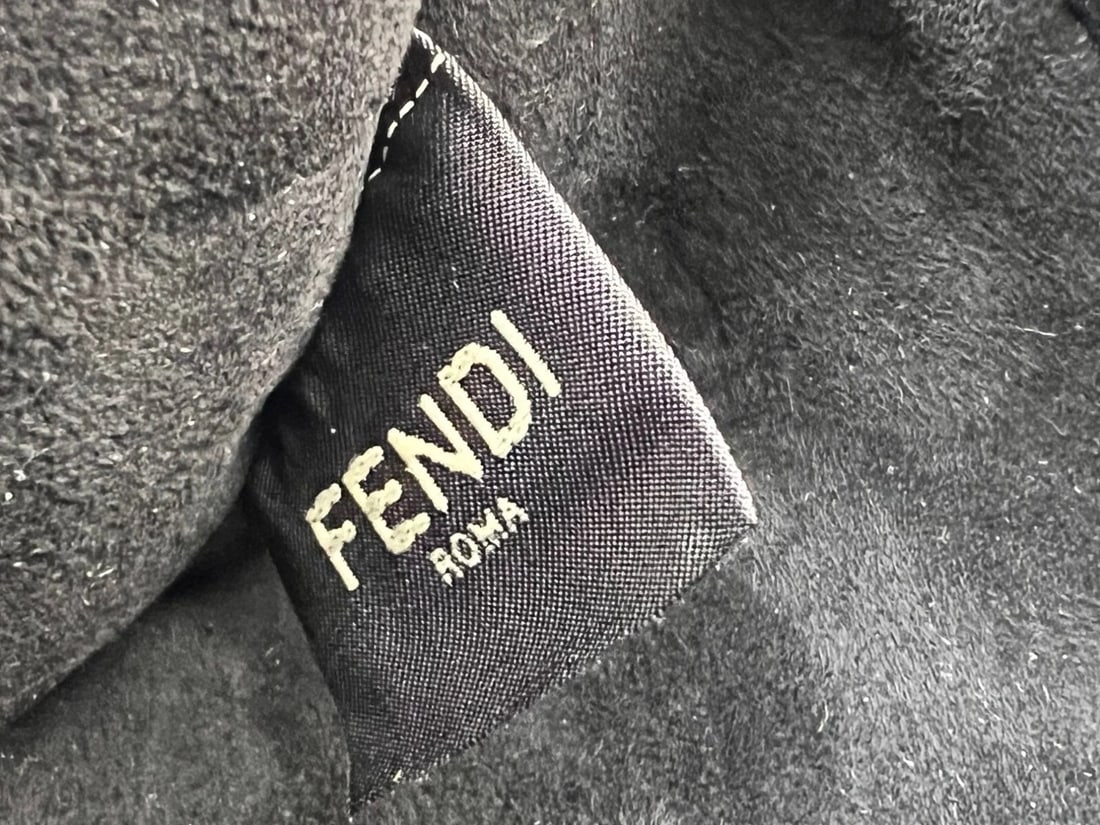 Fendi Peekaboo I see u Medium Printed Velvet Black Blue Satchel Bag - 9