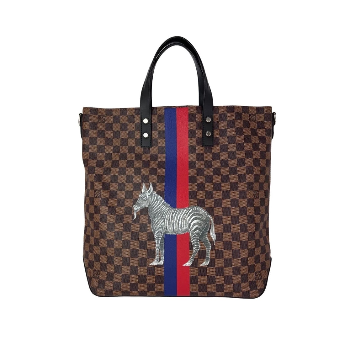 Louis Vuitton Savane Damier Ebene Zebra Atlas Tote: Title: Louis Vuitton Savane Damier Ebene Zebra Atlas Tote Description: Pre-Owned 100% Authentic Louis Vuitton Savane Damier Ebene Zebra Atlas Tote RATING: B+...Very Good, well maintained, shows minor