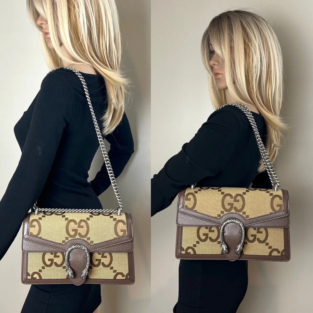 Gucci Dionysus Small Jumbo GG Canvas Beige Shoulder Bag - 3