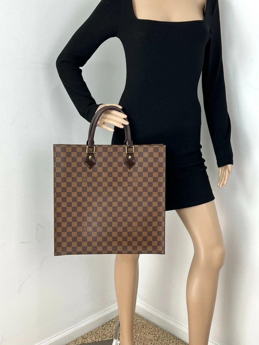 Louis Vuitton Bag Sac Plat Damier Ebene Canvas Tote Shopping Bag - 4