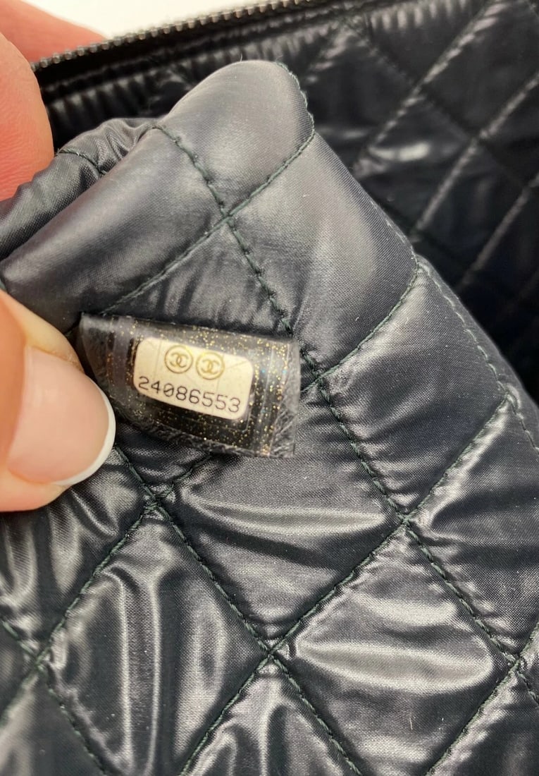 Chanel Bag Quilted Lambskin Leather Blue Large Boy Zip Pouch - 11