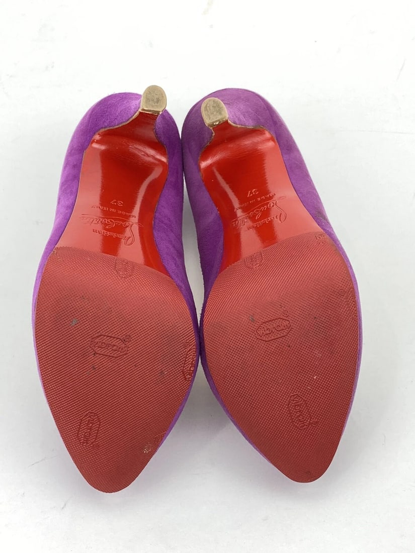 CHRISTIAN LOUBOUTIN Women's Shoes Suede Purple Pumps Heels SZ 37 / Us 7 - 11