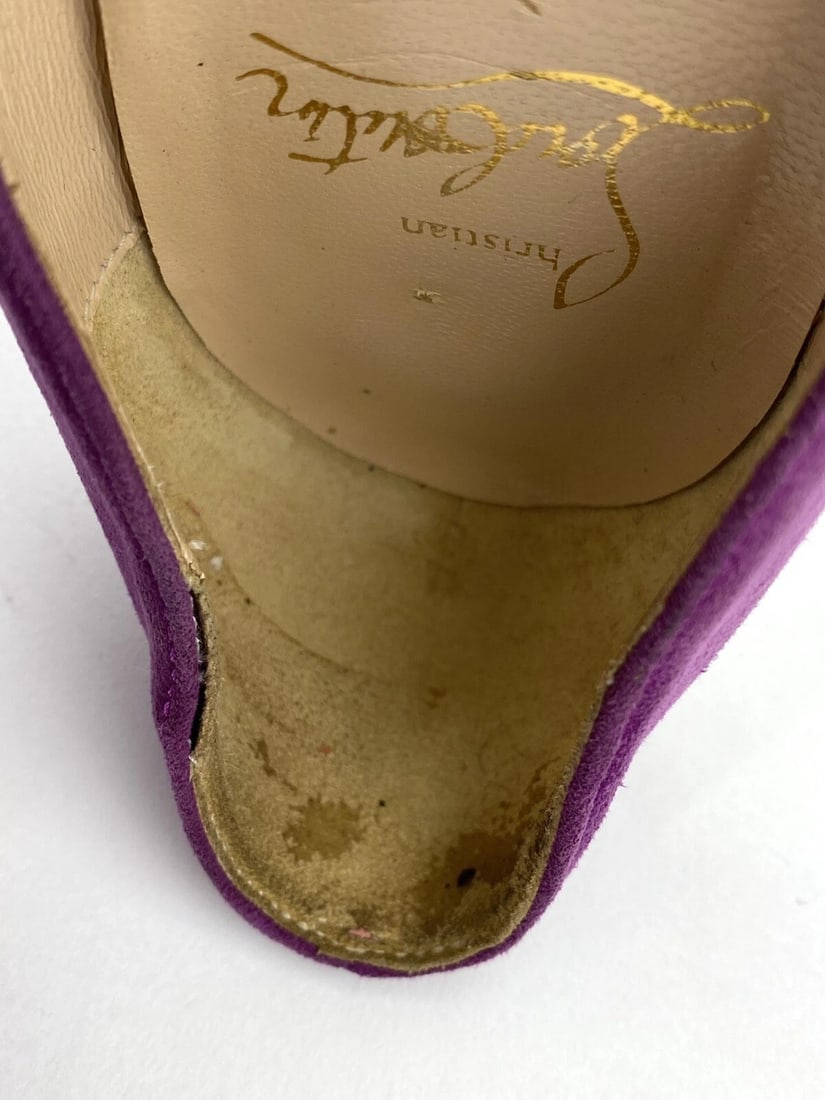 CHRISTIAN LOUBOUTIN Women's Shoes Suede Purple Pumps Heels SZ 37 / Us 7 - 8