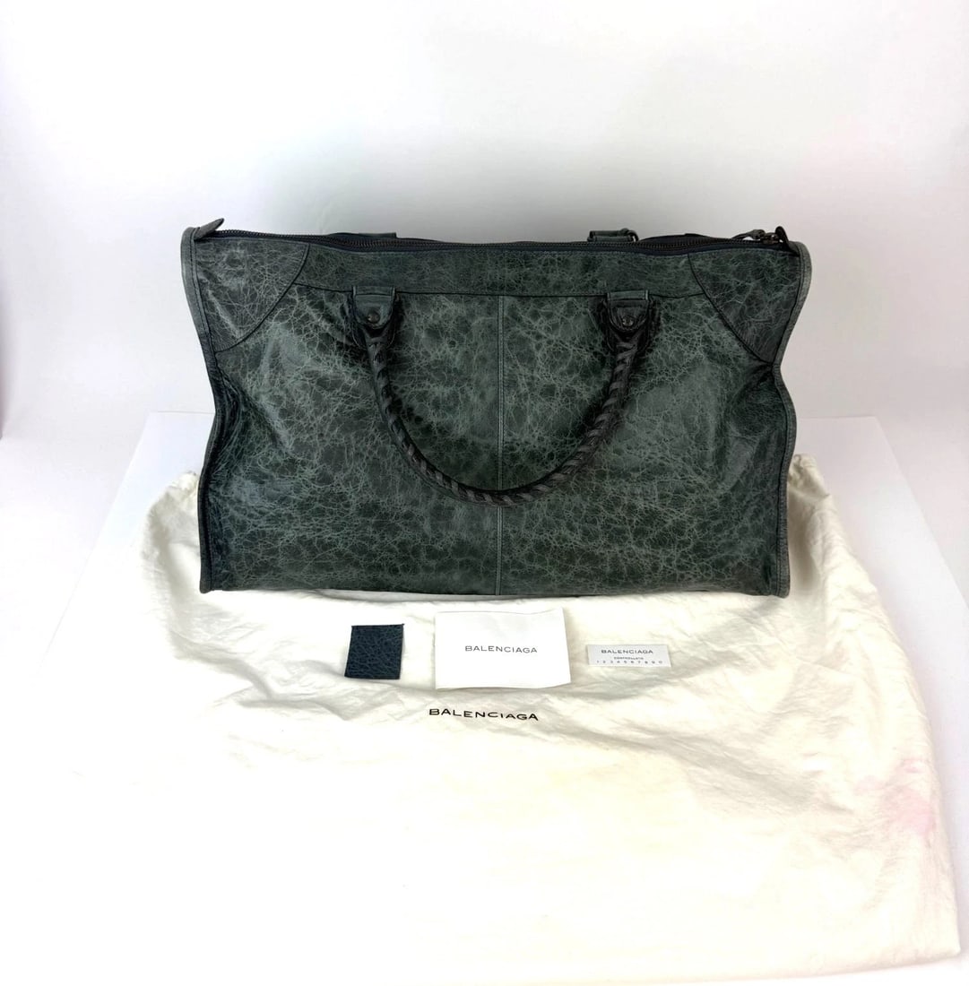 Balenciaga City Work Tote Dark Green Leather Bag - 2