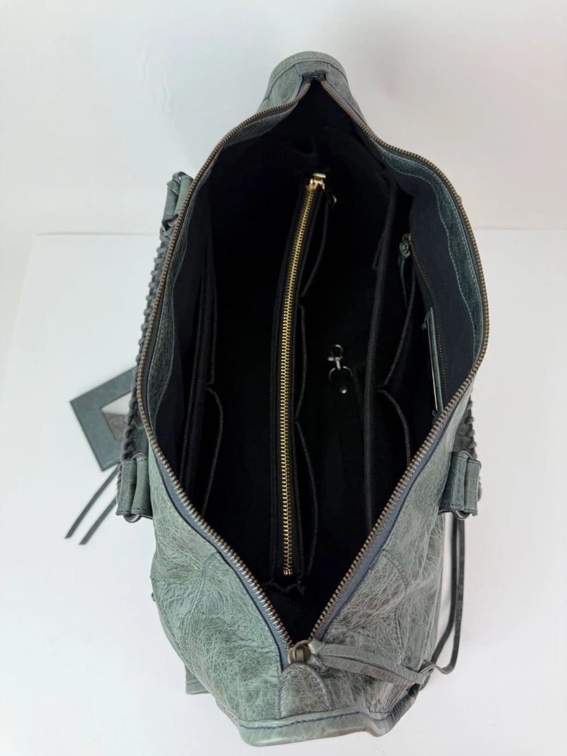 Balenciaga City Work Tote Dark Green Leather Bag - 5