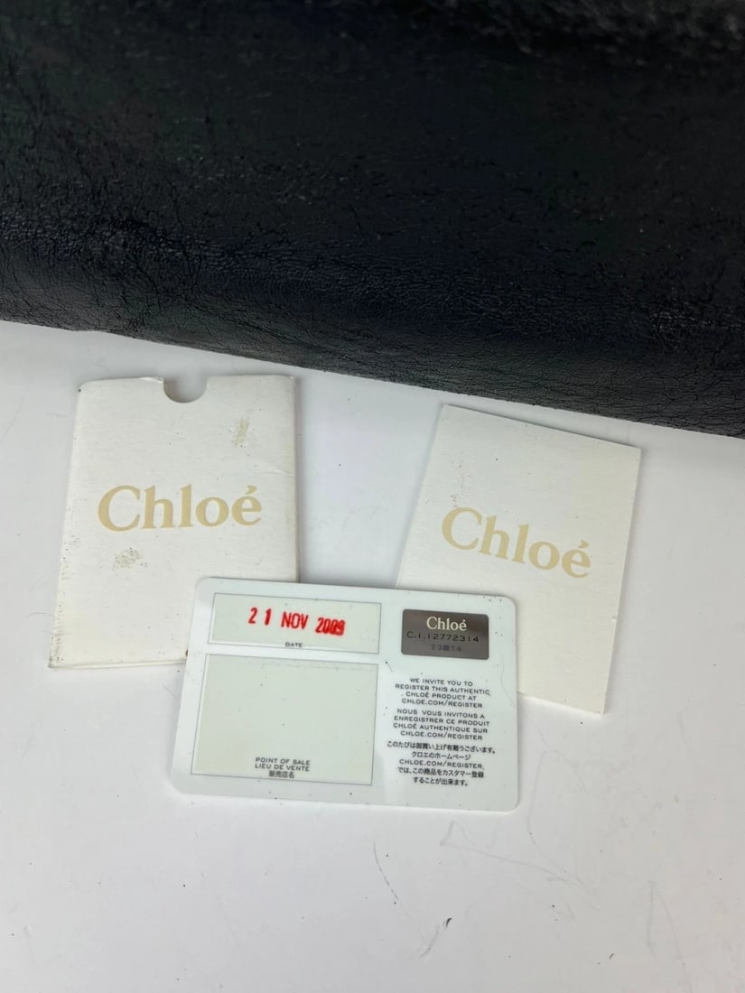 Chloe Eclipse Logo Embellished Black Leather Tote - 13