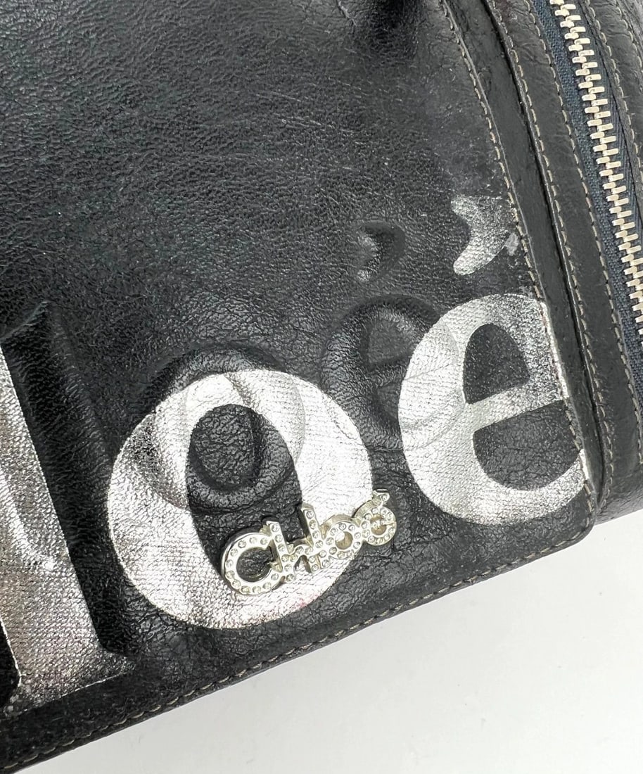 Chloe Eclipse Logo Embellished Black Leather Tote - 14
