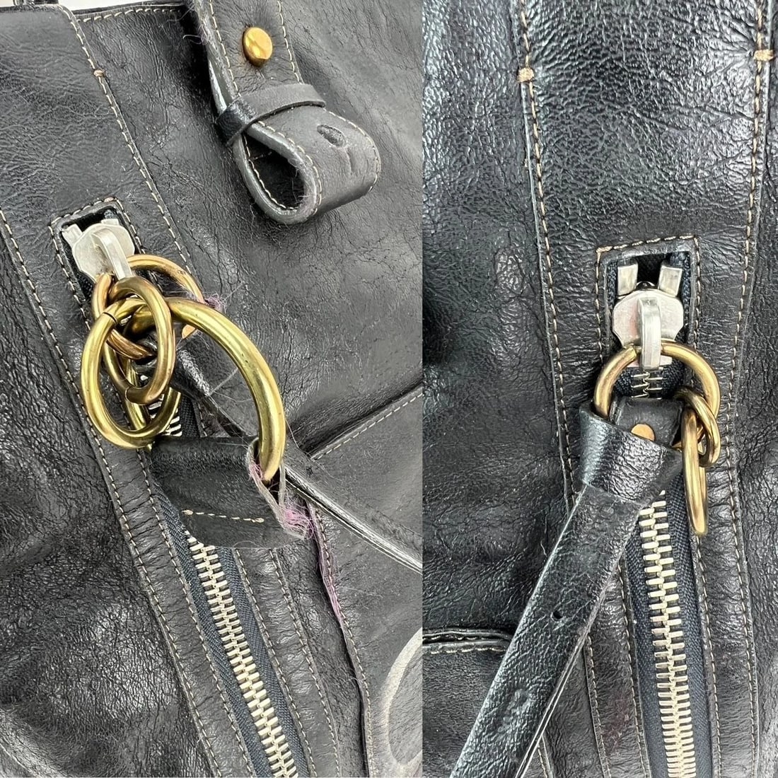 Chloe Eclipse Logo Embellished Black Leather Tote - 17