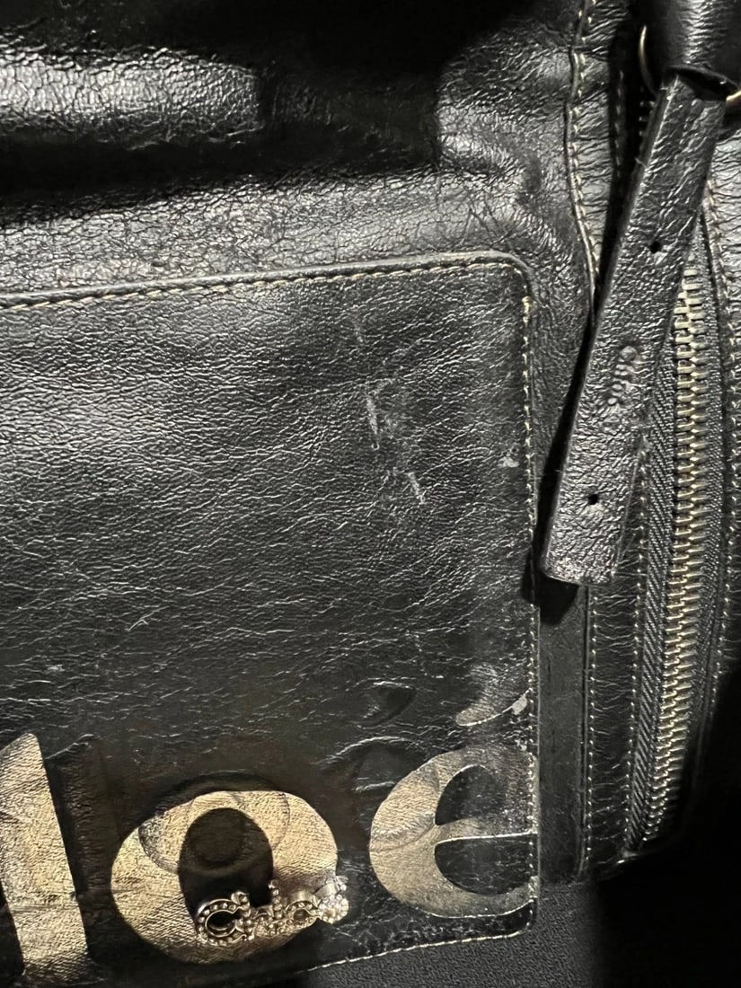 Chloe Eclipse Logo Embellished Black Leather Tote - 18