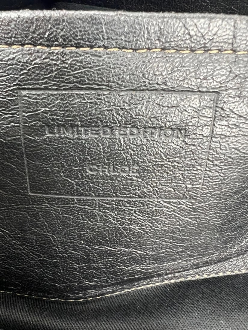 Chloe Eclipse Logo Embellished Black Leather Tote - 9