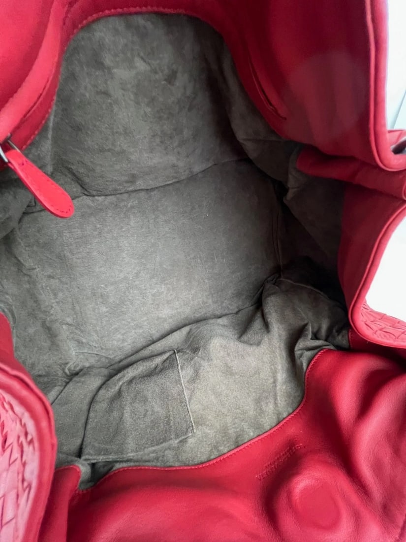 Bottega Veneta Red Intrecciato Leather Shoulder Tote Bag - 7