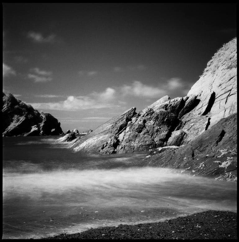 Rocks, Combe Martin, North Devon [Infrared Film] - Silver Gelatin: Title: Rocks, Combe Martin, North Devon [Infrared Film] - Silver Gelatin Description: Title: Rocks, Combe Martin, North Devon [Infrared Film] - Silver Gelatin Photograph - Limited Edition of