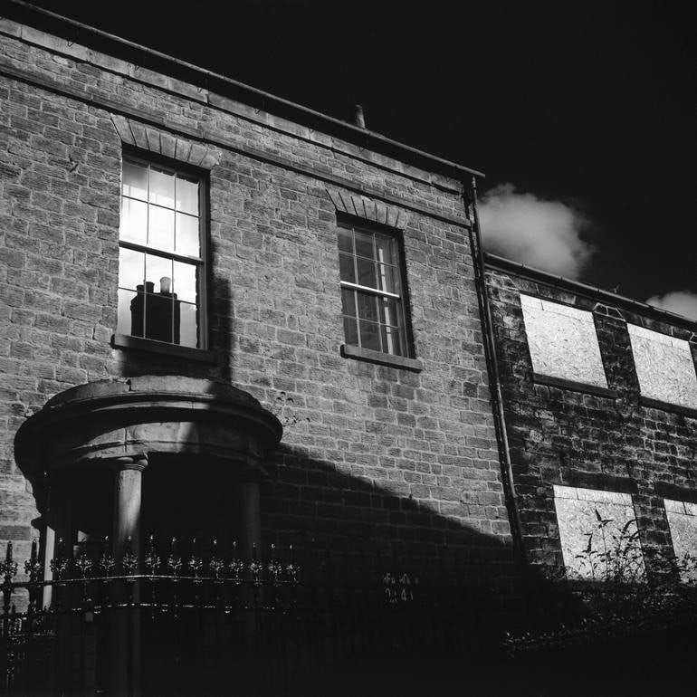 Chimney Reflection in Window, Sheffield [Infrared Film]