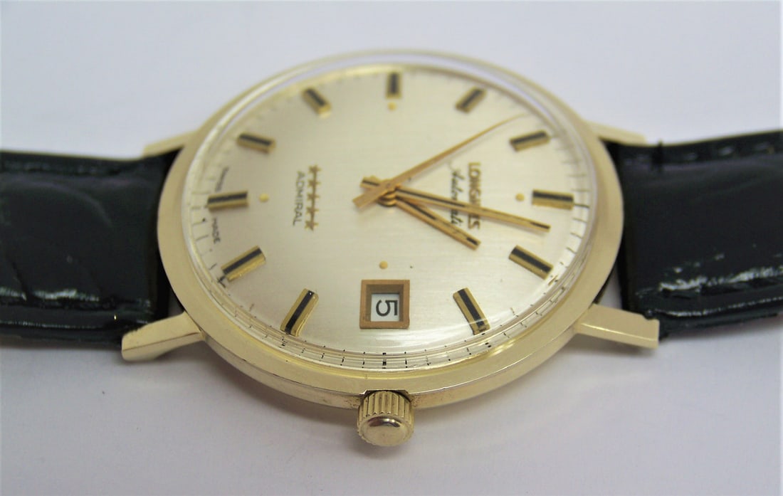 Vintage 14k LONGINES 5 Star Admiral Automatic DATE Watch 1970s Cal.2784* EXLNT - 10