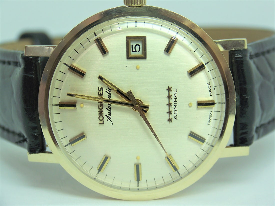 Vintage 14k LONGINES 5 Star Admiral Automatic DATE Watch 1970s Cal.2784* EXLNT - 3