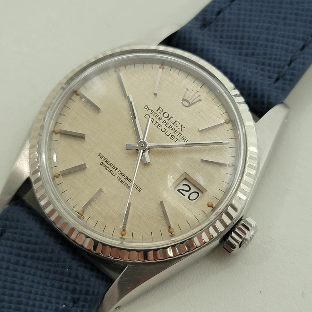 Rolex Datejust 16014 36mm 18k SS Linen Dial Mens 1970s Vintage Automatic RA586 (1 of 13)