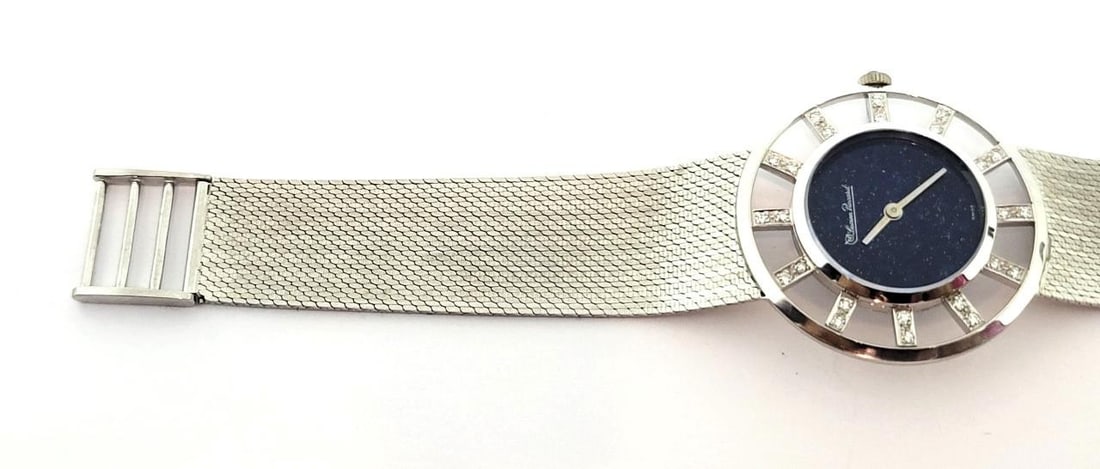 Vintage 14k White Gold LUCIEN PICCARD Ladies Winding Watch with Diamonds* EXLNT - 10