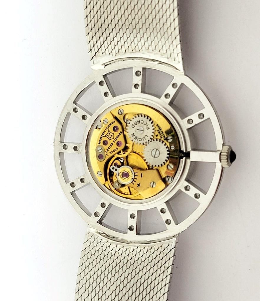Vintage 14k White Gold LUCIEN PICCARD Ladies Winding Watch with Diamonds* EXLNT - 12