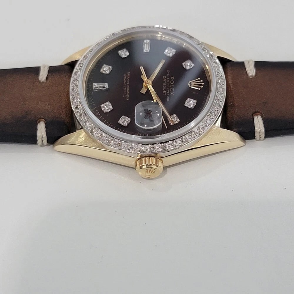 Mens Rolex Oyster Datejust 1601 14k Gold Automatic 1960s Diamonds Vintage RA412 - 4