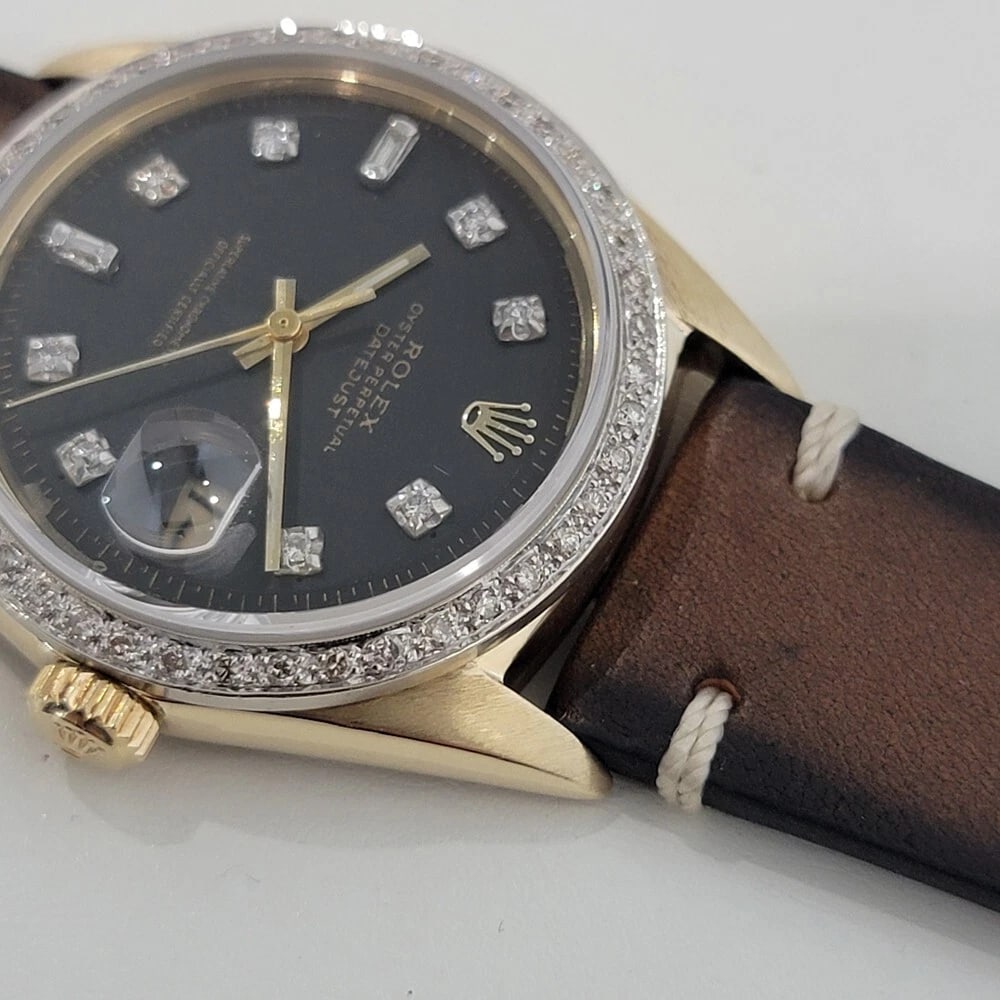 Mens Rolex Oyster Datejust 1601 14k Gold Automatic 1960s Diamonds Vintage RA412 - 5