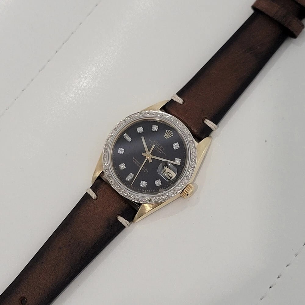 Mens Rolex Oyster Datejust 1601 14k Gold Automatic 1960s Diamonds Vintage RA412 - 6