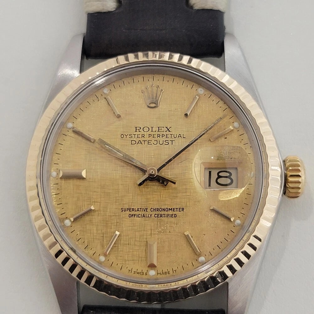 Rolex Oyster Datejust Ref 16013 36mm 18k SS Mens Automatic 1970s Vintage RA393B: Title:Rolex Oyster Datejust Ref 16013 36mm 18k SS Mens Automatic 1970s Vintage RA393BDescription:Iconic classic, Men's 18k gold and stainless steel Rolex Oyster Perpetual Datejust Ref.16013