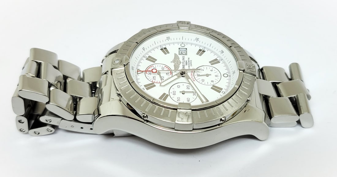 Mensl S/Steel BREITLING SUPER AVENGER Chronograph Automatic Watch A13370 EXLNT - 4