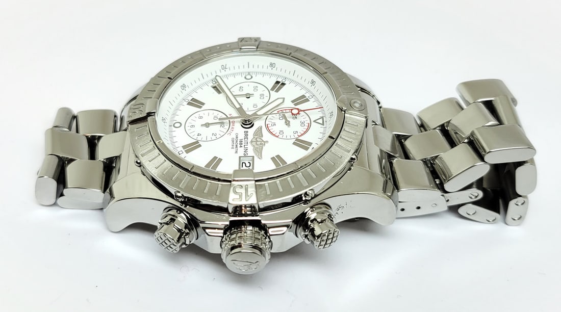 Mensl S/Steel BREITLING SUPER AVENGER Chronograph Automatic Watch A13370 EXLNT - 5